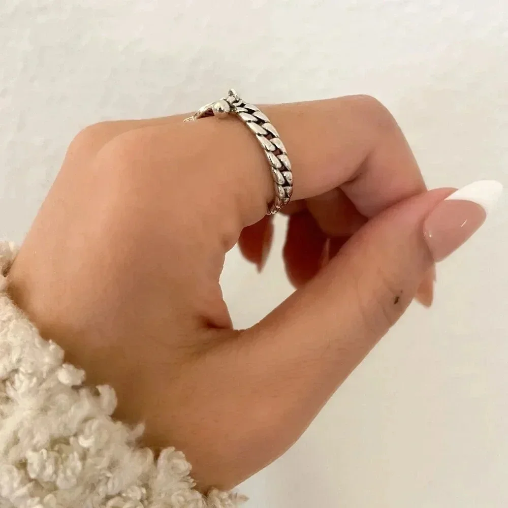 925 Sterling Silver Fish Ring Dangle Fish Ring Dainty Fish Ring Thin Ring Band